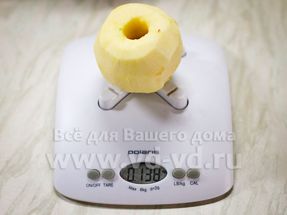 вес очищенного яблока