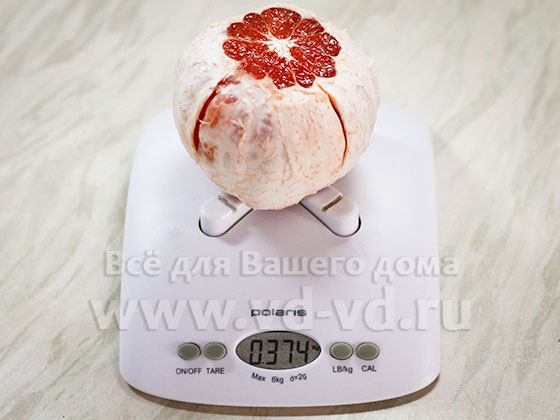 Вес очищенного грейпфрута