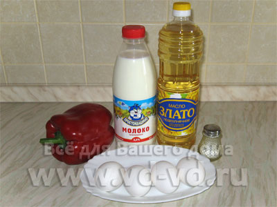 Омлет на молоке с болгарским перцем, ингредиенты