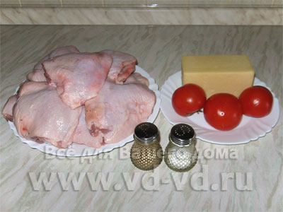 Ингредиенты, рецепт курицы с помидорами и сыром