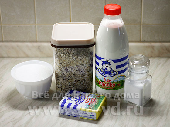 Ингредиенты для каши овсяной молочной в мультиварке