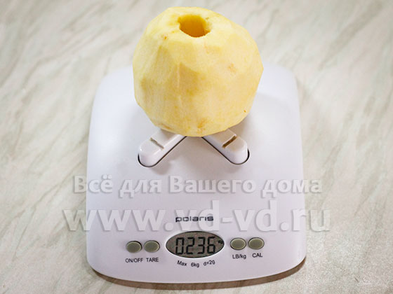 вес очищенного яблока