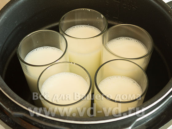Стаканы с молоком для йогурта в мультиварке