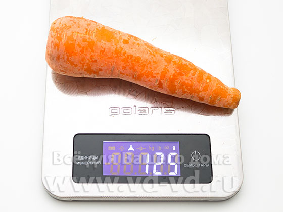 Вес одной морковки